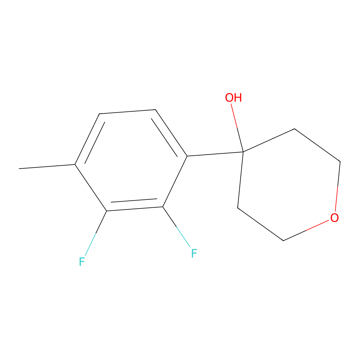 4-(2,3-difluoro-4-methylphenyl)tetrahydro-2H-pyran-4-ol molecular structure, CAS 1697638-51-9
