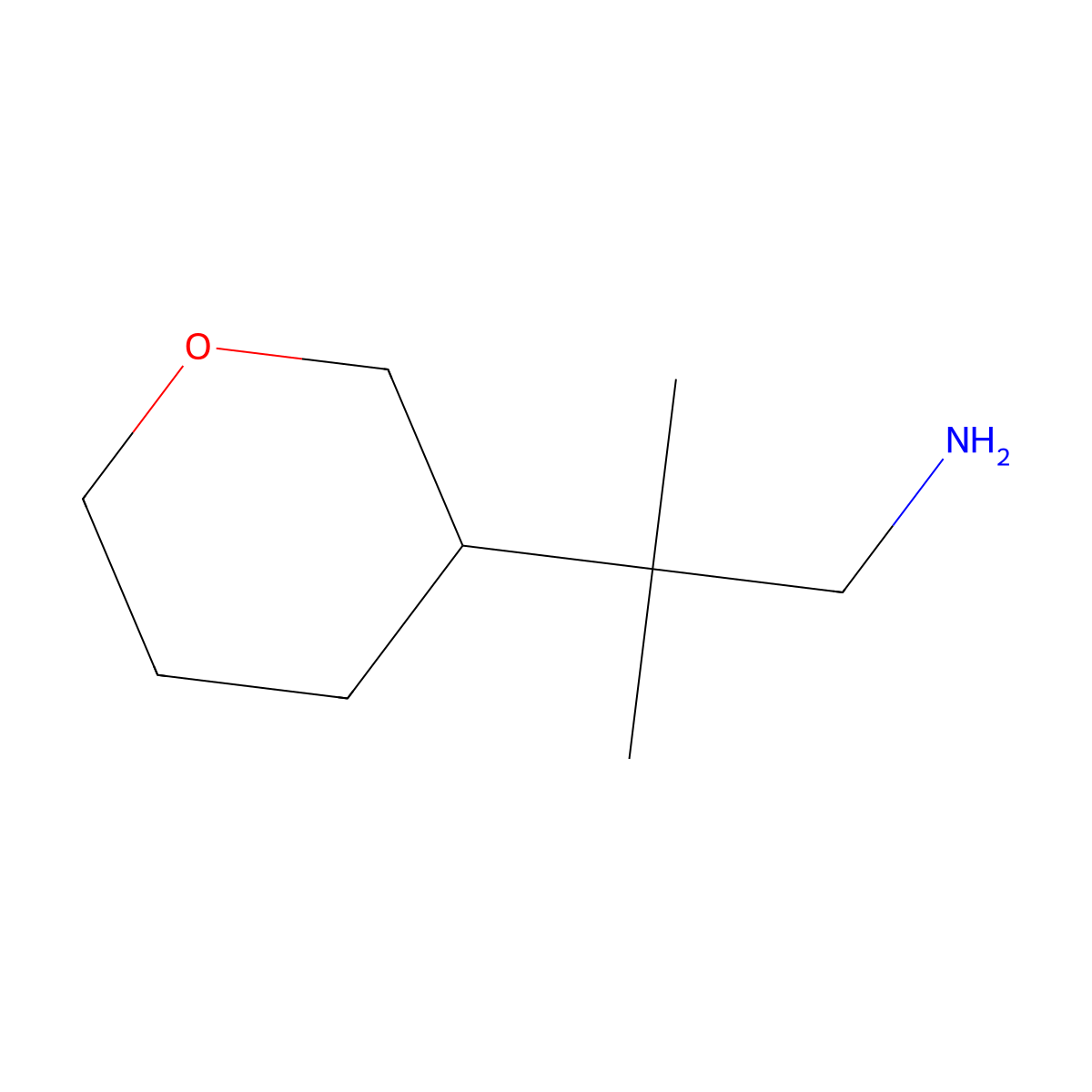2-Methyl-2-(oxan-3-yl)propan-1-amine molecular structure, CAS 1697653-11-4