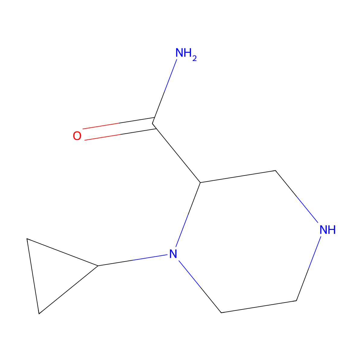1-Cyclopropylpiperazine-2-carboxamide molecular structure, CAS 1697661-89-4