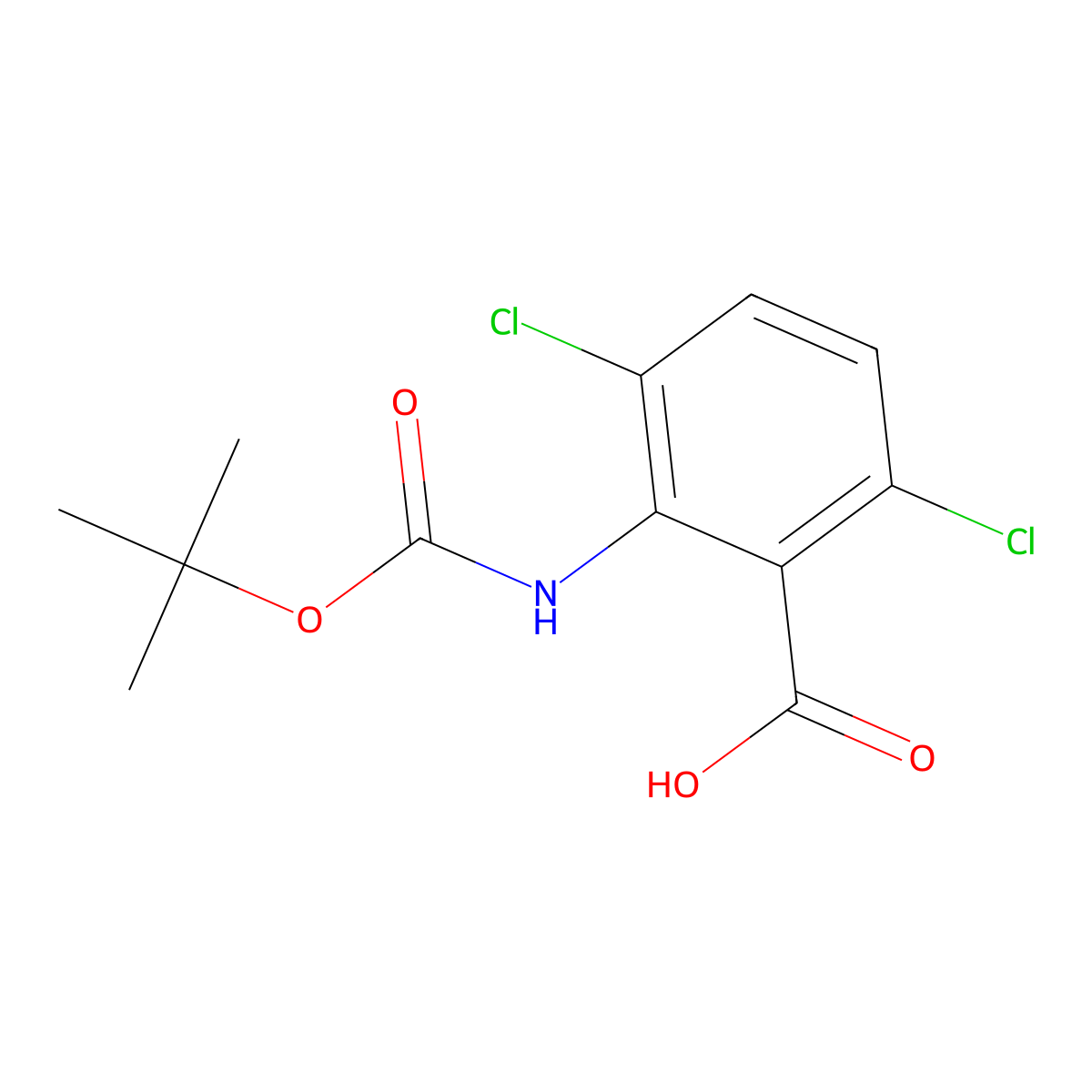 2-{[(Tert-butoxy)carbonyl]amino}-3,6-dichlorobenzoic acid molecular structure, CAS 1697677-00-1