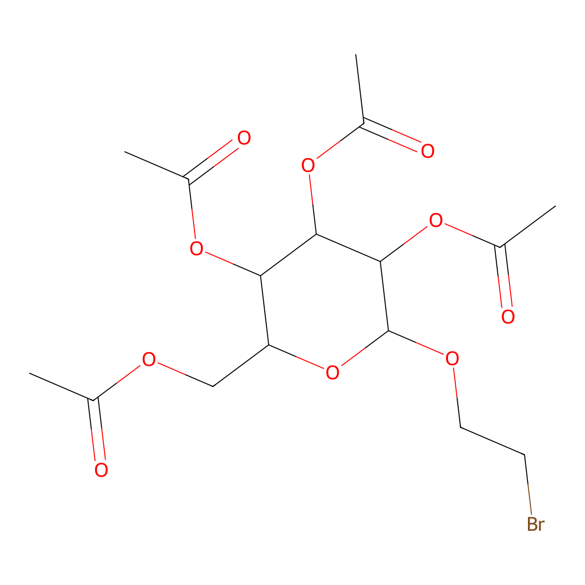 2-Bromoethyl 2,3,4,6-tetra-O-acetyl-beta-D-glucopyranoside molecular structure, CAS 16977-78-9