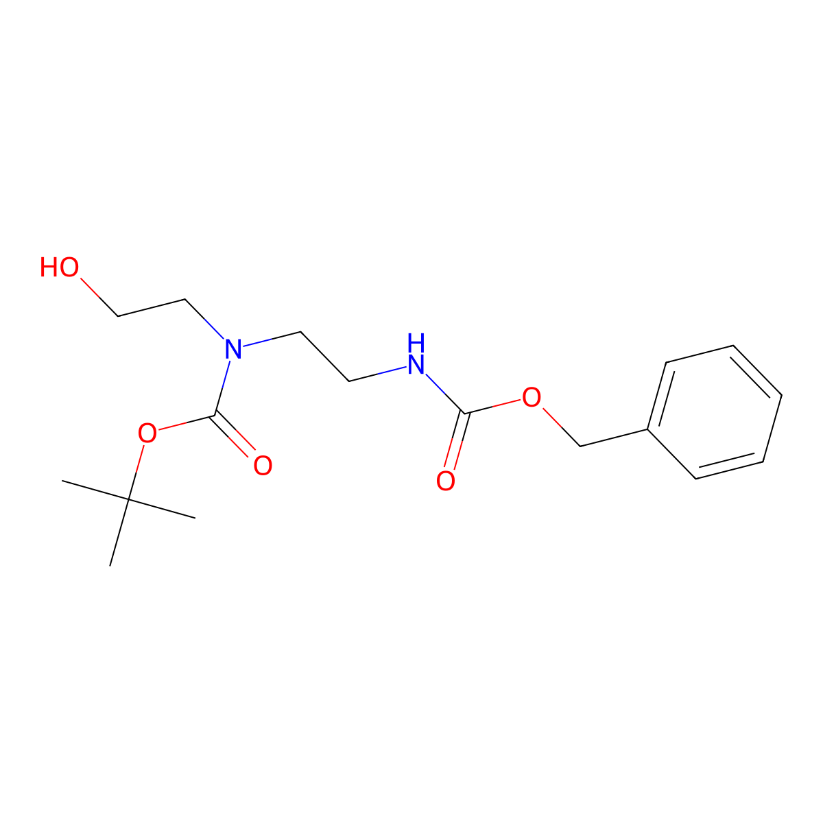 tert-Butyl (2-(((benzyloxy)carbonyl)amino)ethyl)(2-hydroxyethyl)carbamate molecular structure, CAS 169773-08-4