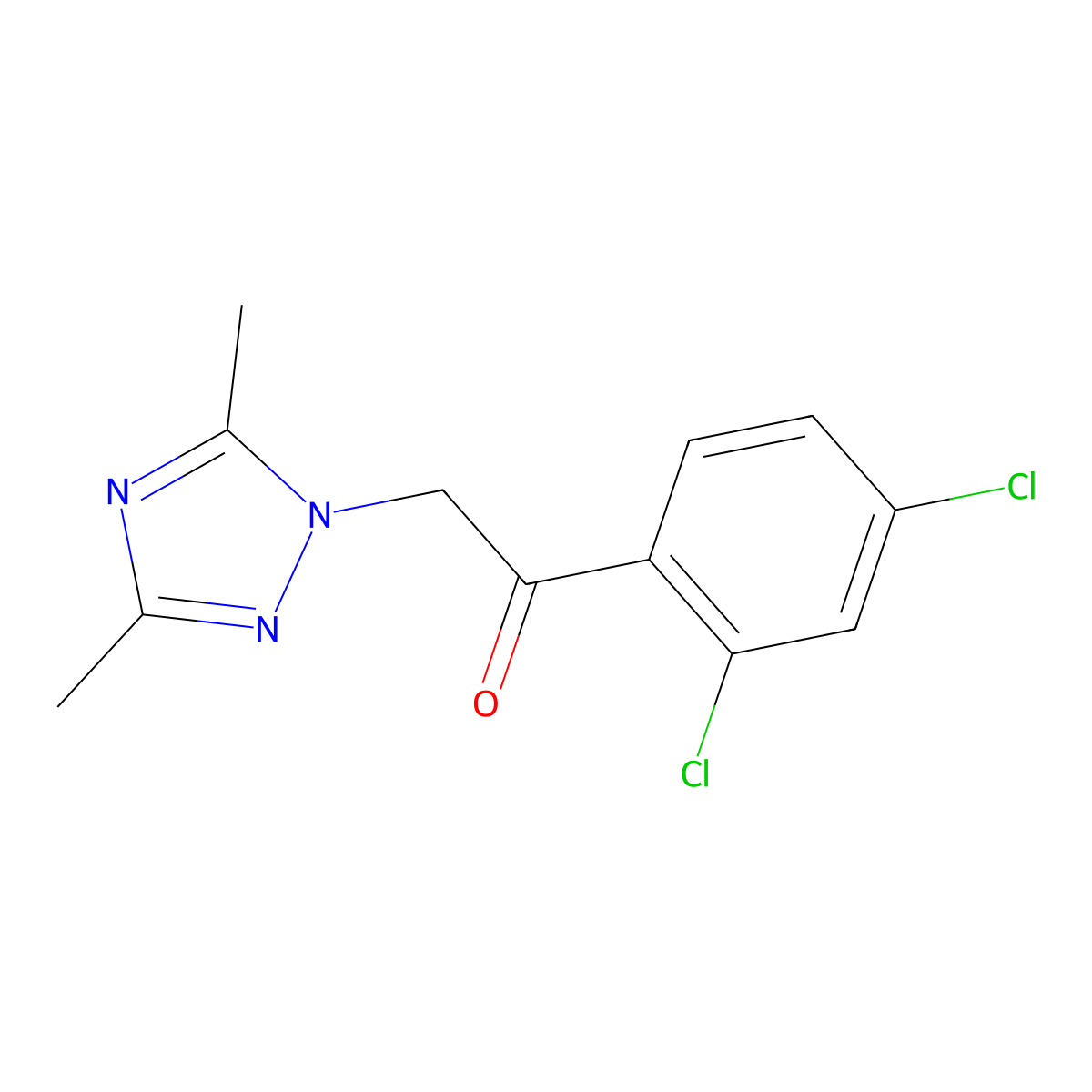 1-(2,4-Dichlorophenyl)-2-(3,5-dimethyl-1H-1,2,4-triazol-1-yl)ethanone molecular structure, CAS 169773-36-8