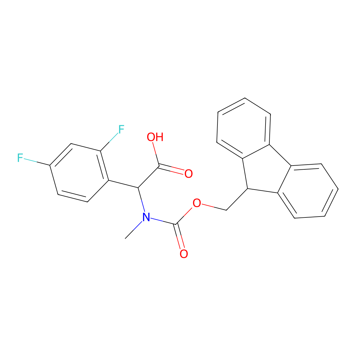 2-(2,4-difluorophenyl)-2-({[(9H-fluoren-9-yl)methoxy]carbonyl}(methyl)amino)aceticacid molecular structure, CAS 1697735-59-3