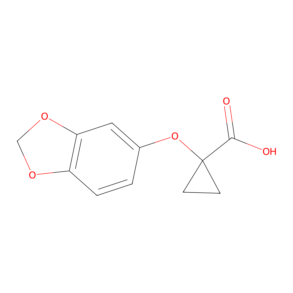 1-(1,3-Dioxaindan-5-yloxy)cyclopropane-1-carboxylic acid molecular structure, CAS 1697748-66-5