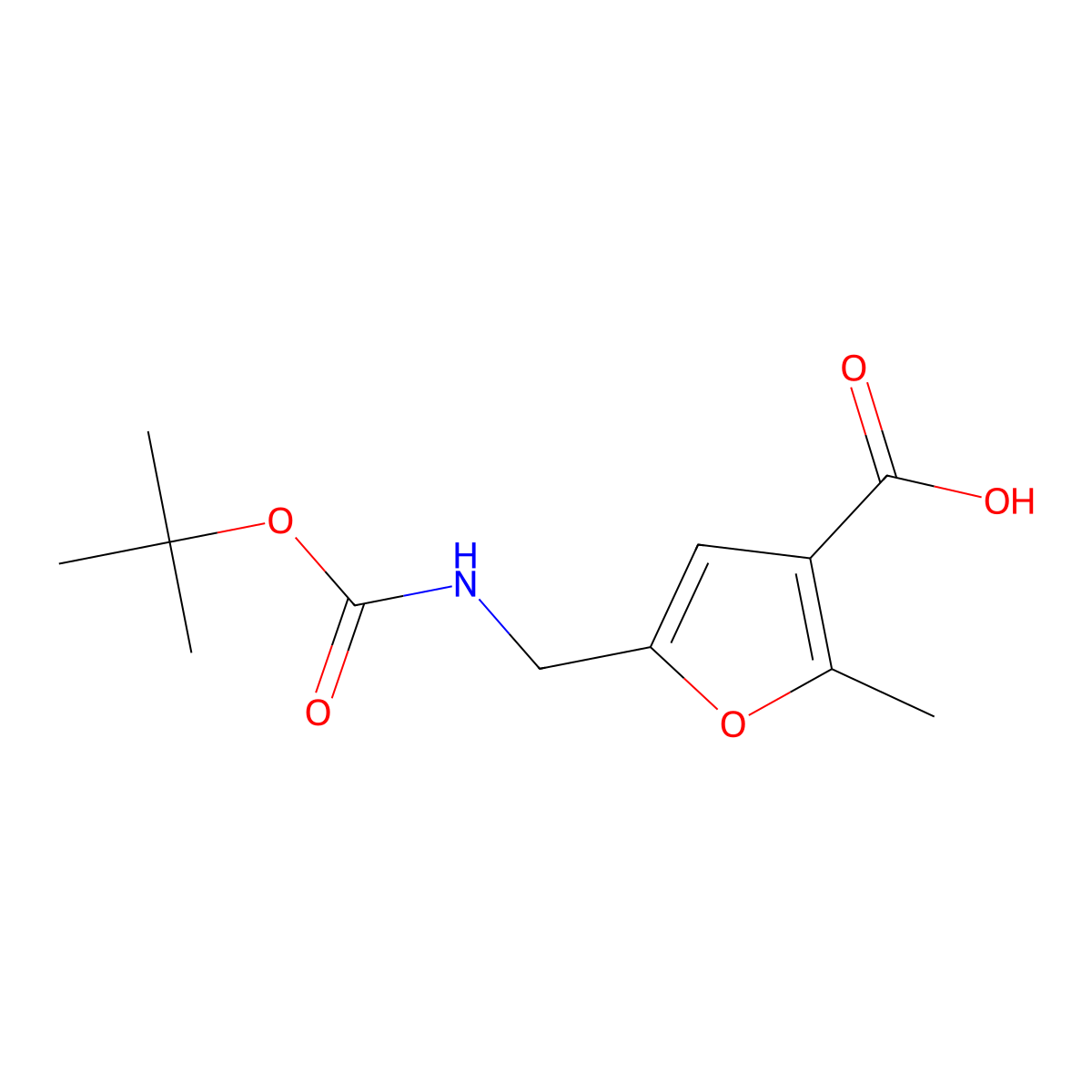 5-({[(Tert-butoxy)carbonyl]amino}methyl)-2-methylfuran-3-carboxylic acid molecular structure, CAS 1697751-59-9