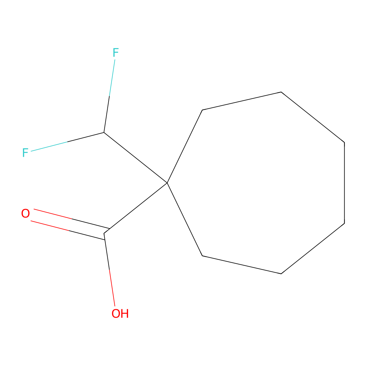 1-(Difluoromethyl)cycloheptane-1-carboxylicacid molecular structure, CAS 1697757-21-3