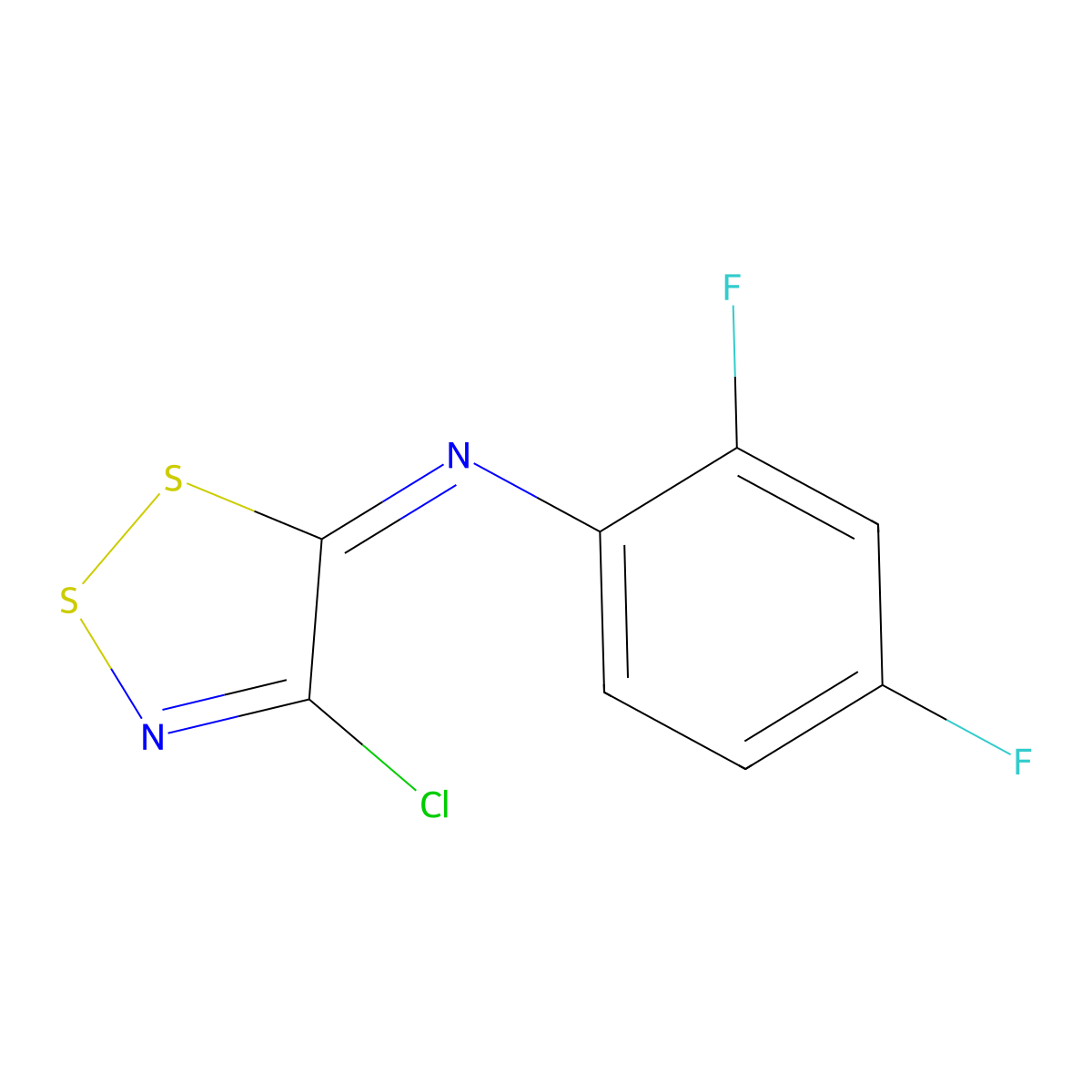 N-(4-chloro-5H-1,2,3-dithiazol-5-yliden)-2,4-difluoroaniline molecular structure, CAS 169776-11-8