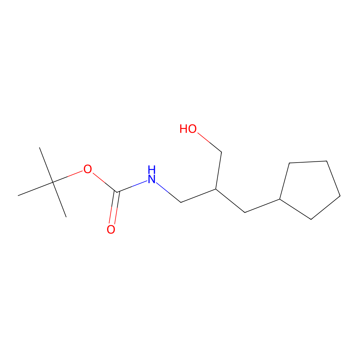 tert-butyl N-[2-(cyclopentylmethyl)-3-hydroxypropyl]carbamate molecular structure, CAS 1697762-05-2