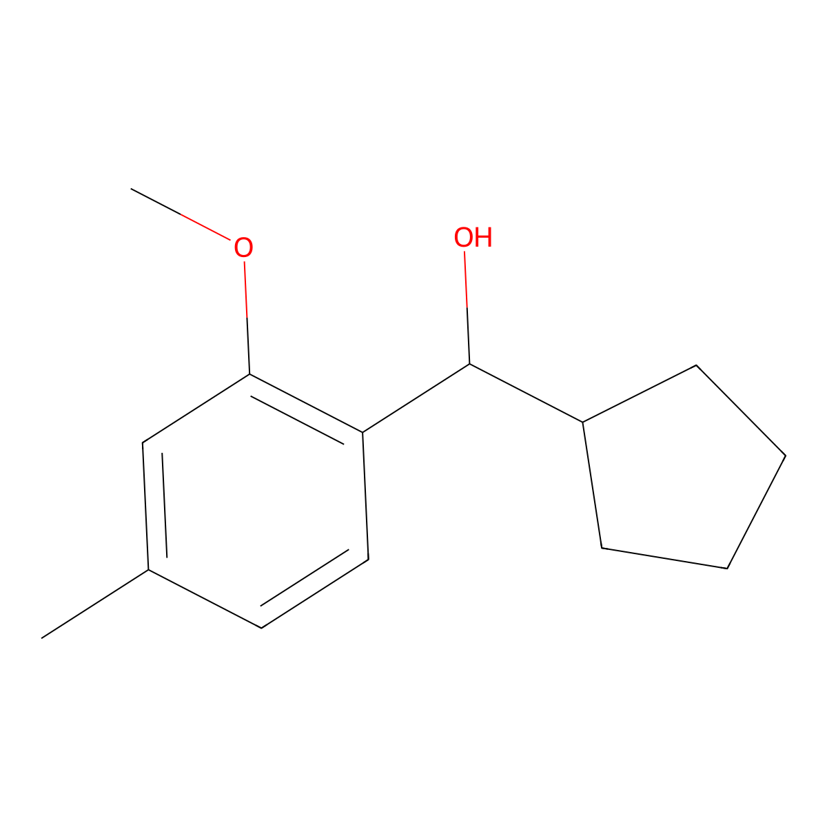 alpha-Cyclopentyl-2-methoxy-4-methylbenZenemethanol molecular structure, CAS 1697762-34-7