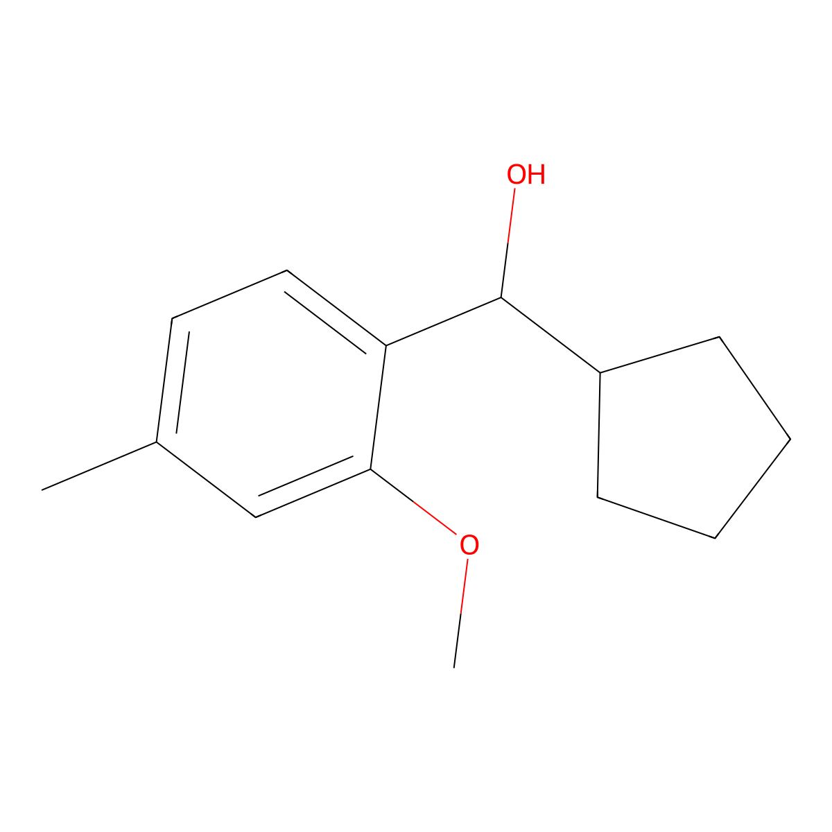 alpha-Cyclopentyl-2-methoxy-4-methylbenZenemethanol molecular structure, CAS 1697762-34-7