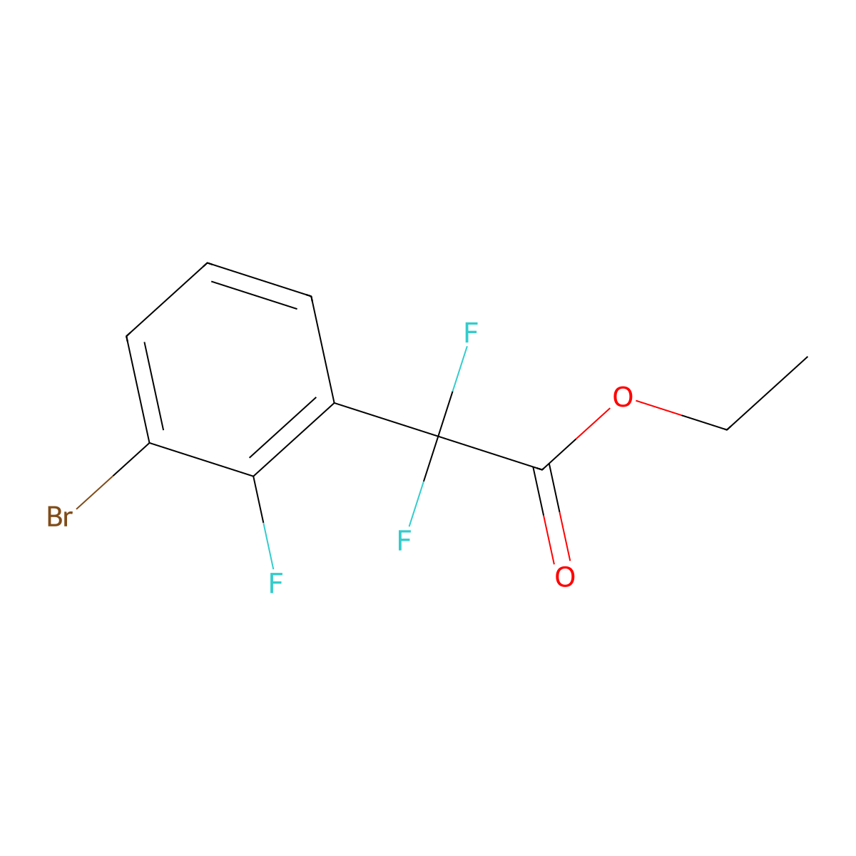 Ethyl 2-(3-bromo-2-fluorophenyl)-2,2-difluoroacetate molecular structure, CAS 1697770-93-6