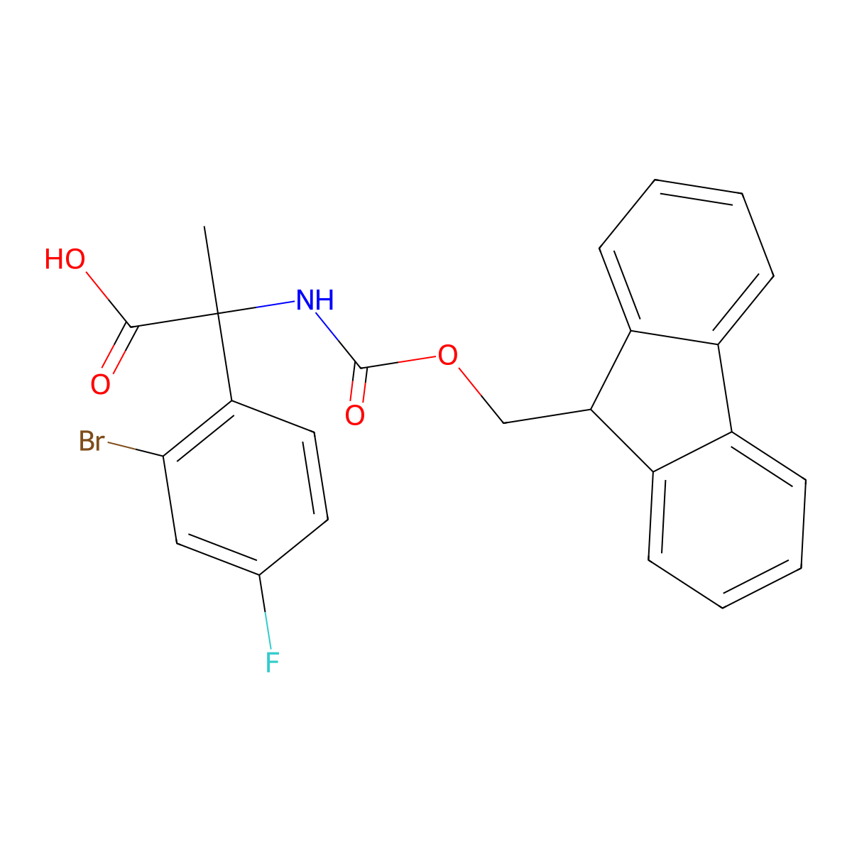 2-(2-bromo-4-fluorophenyl)-2-({[(9H-fluoren-9-yl)methoxy]carbonyl}amino)propanoic acid molecular structure, CAS 1697774-71-2