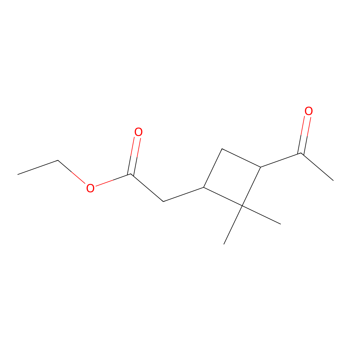 Ethyl 2-(3-acetyl-2,2-dimethylcyclobutyl)acetate molecular structure, CAS 16978-12-4