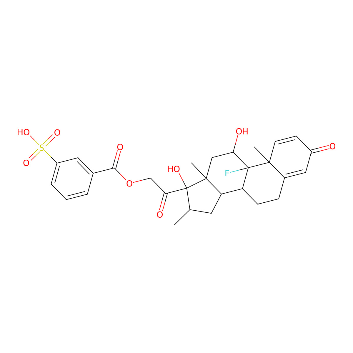 (11beta,16alpha)-9-Fluoro-11,17-dihydroxy-16-methyl-21-((3-sulfobenzoyl)oxy)pregna-1,4-diene-3,20-dione molecular structure, CAS 16978-57-7