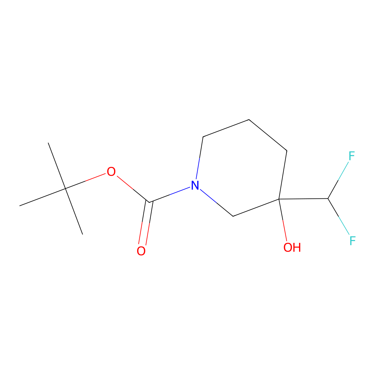 Tert-butyl 3-(difluoromethyl)-3-hydroxypiperidine-1-carboxylate molecular structure, CAS 1697831-08-5