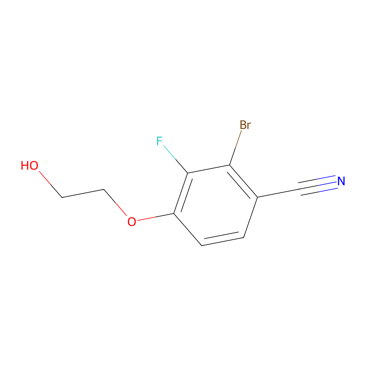 2-Bromo-3-fluoro-4-(2-hydroxyethoxy)benzonitrile molecular structure, CAS 1697887-57-2