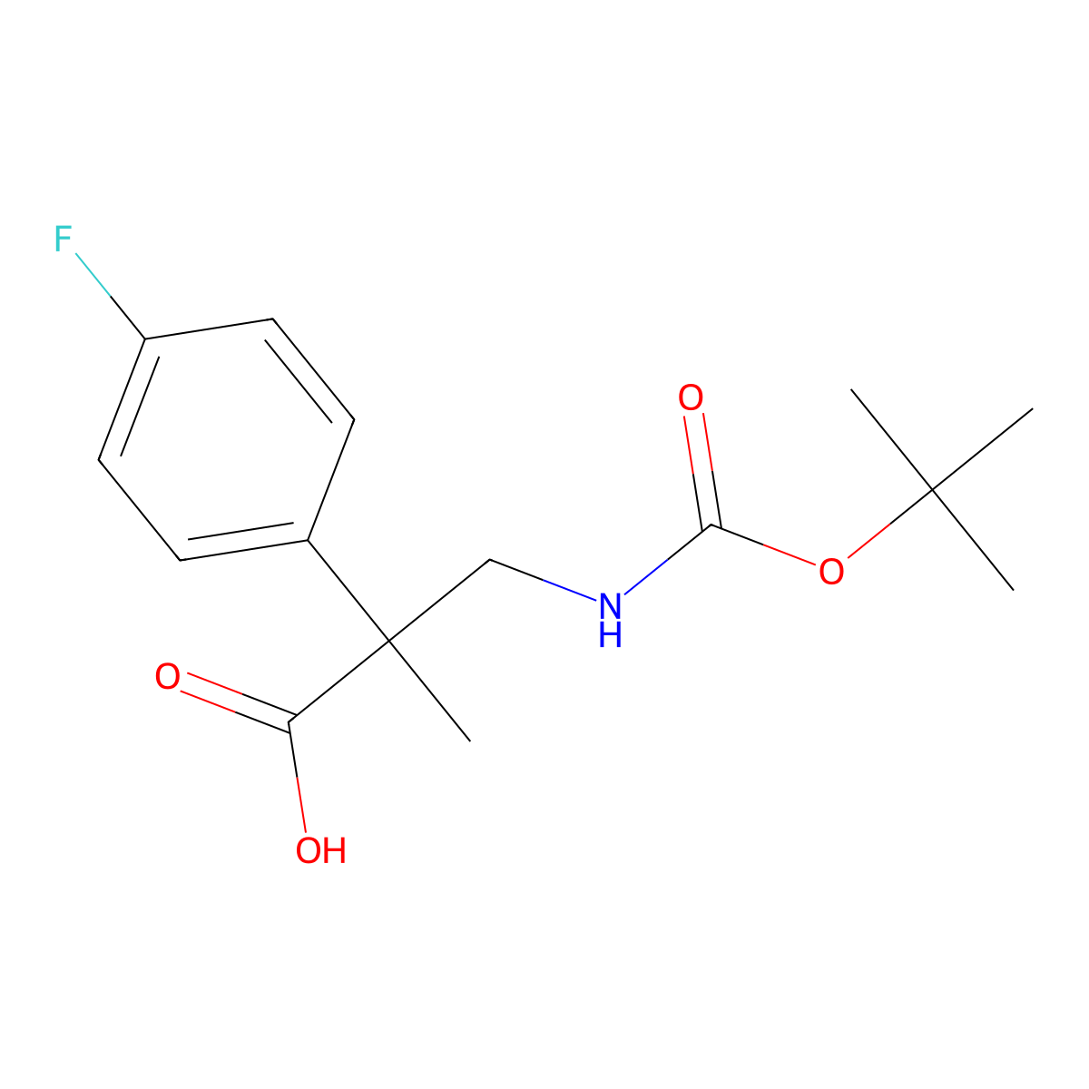 3-{[(Tert-butoxy)carbonyl]amino}-2-(4-fluorophenyl)-2-methylpropanoic acid molecular structure, CAS 1697892-14-0
