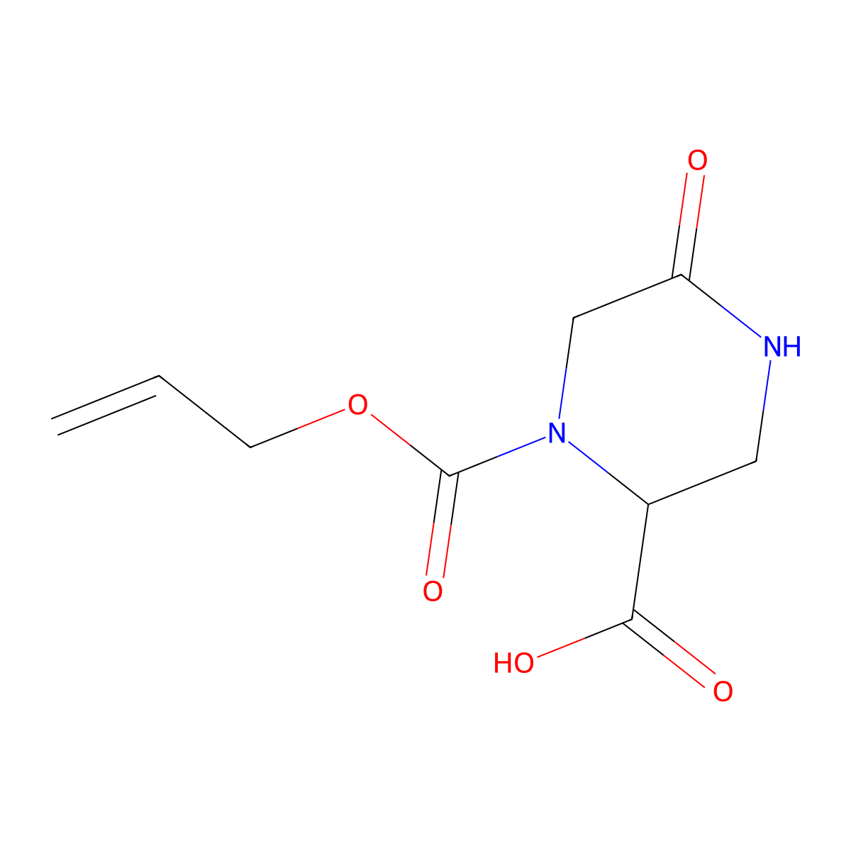5-Oxo-1-[(prop-2-en-1-yloxy)carbonyl]piperazine-2-carboxylic acid molecular structure, CAS 1697910-22-7