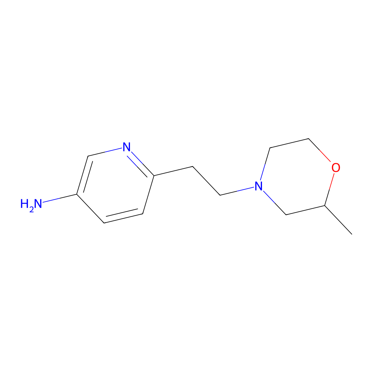 6-[2-(2-Methylmorpholin-4-yl)ethyl]pyridin-3-amine molecular structure, CAS 1697917-38-6