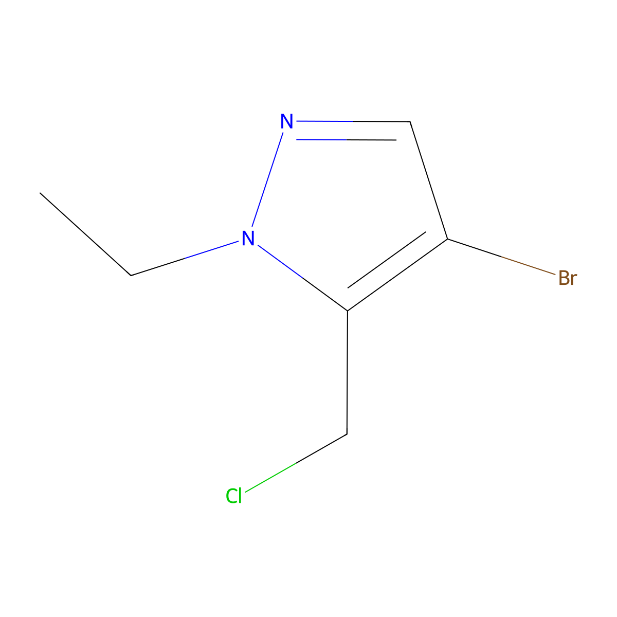 4-bromo-5-(chloromethyl)-1-ethyl-1H-pyrazole molecular structure, CAS 1697930-60-1