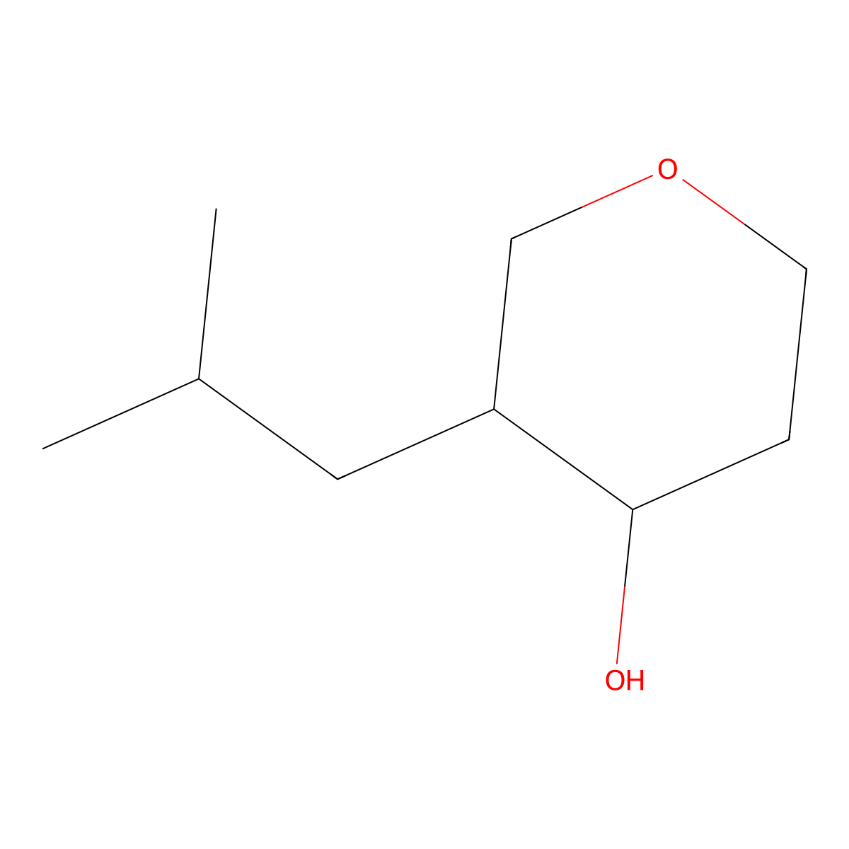3-(2-Methylpropyl)oxan-4-ol molecular structure, CAS 1697939-36-8