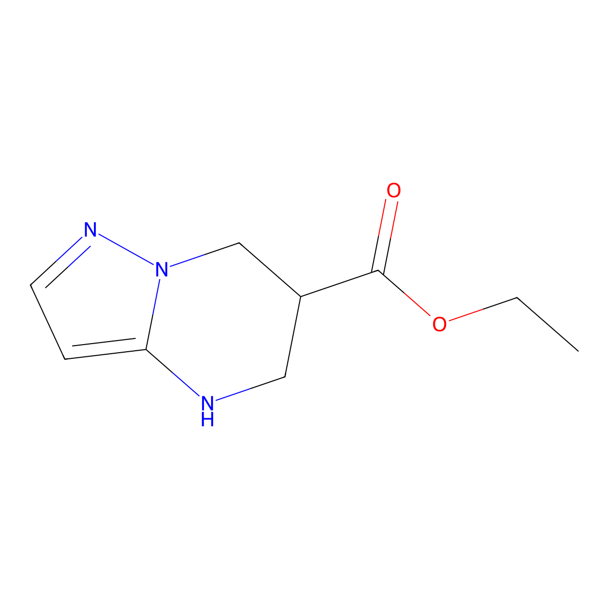 ethyl 4H,5H,6H,7H-pyrazolo(1,5-a)pyrimidine-6-carboxylate molecular structure, CAS 1697941-35-7