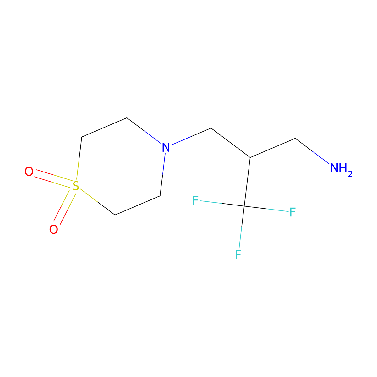 4-[3-Amino-2-(trifluoromethyl)propyl]-1lambda6-thiomorpholine-1,1-dione molecular structure, CAS 1697949-22-6