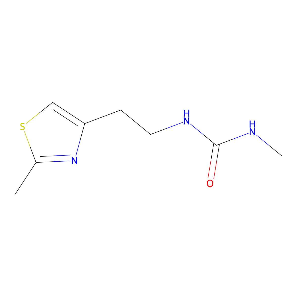 3-Methyl-1-[2-(2-methyl-1,3-thiazol-4-yl)ethyl]urea molecular structure, CAS 1697957-03-1
