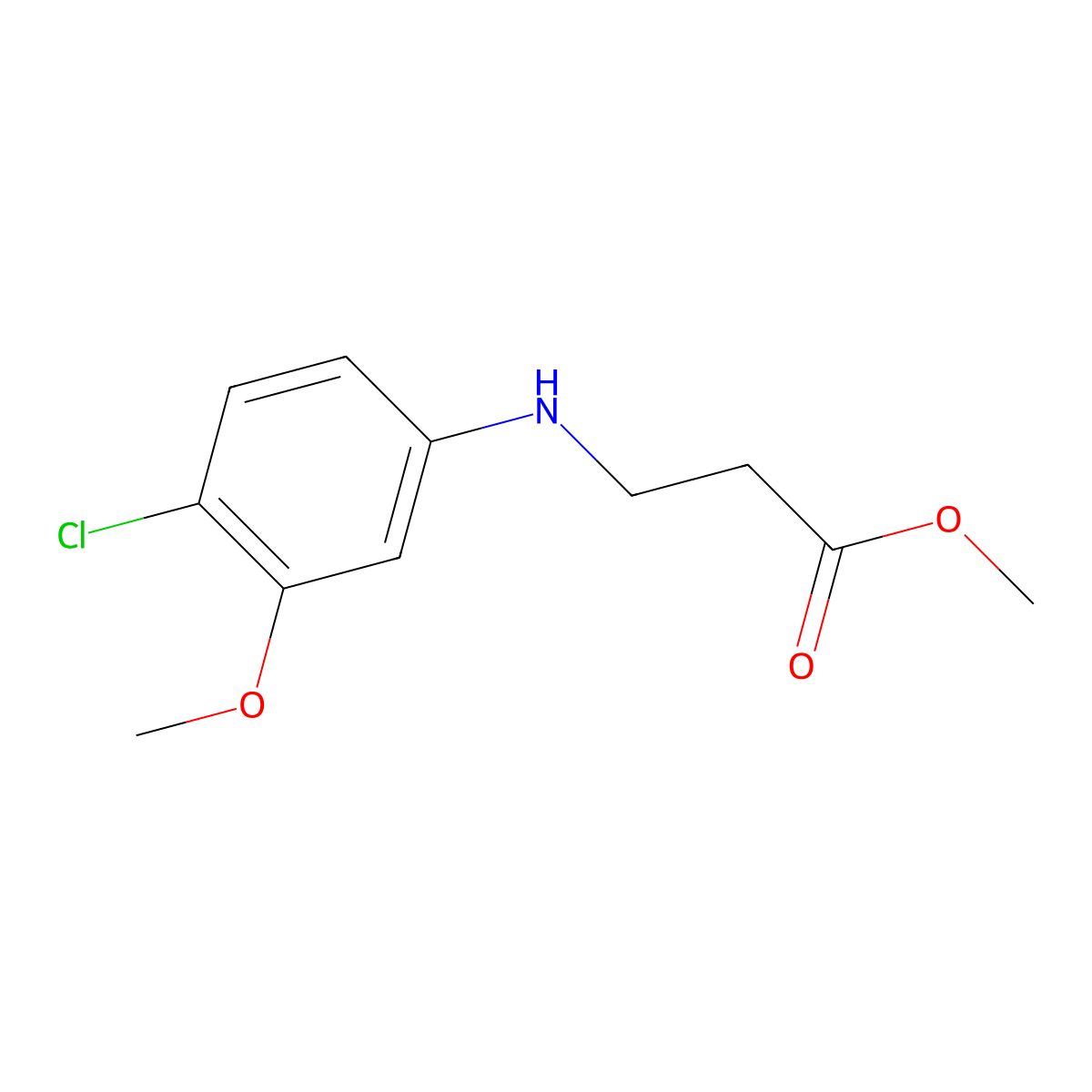 Methyl 3-((4-chloro-3-methoxyphenyl)amino)propanoate molecular structure, CAS 1697983-24-6