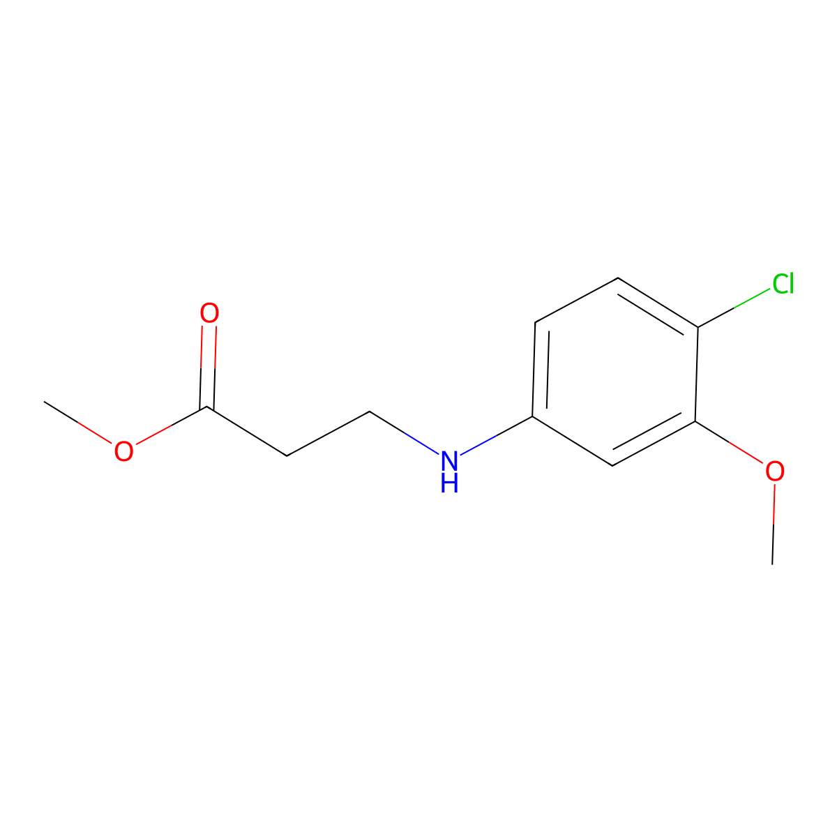 Methyl 3-((4-chloro-3-methoxyphenyl)amino)propanoate molecular structure, CAS 1697983-24-6