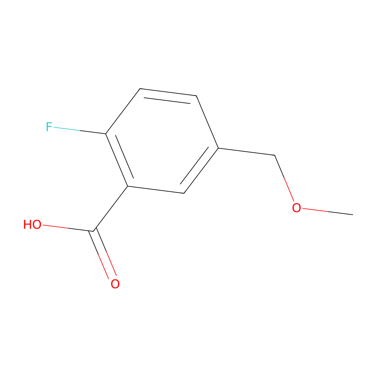 2-Fluoro-5-(methoxymethyl)benzoic acid molecular structure, CAS 1697993-35-3