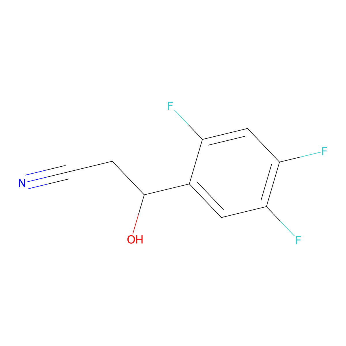 3-Hydroxy-3-(2,4,5-trifluorophenyl)propanenitrile molecular structure, CAS 1697996-59-0
