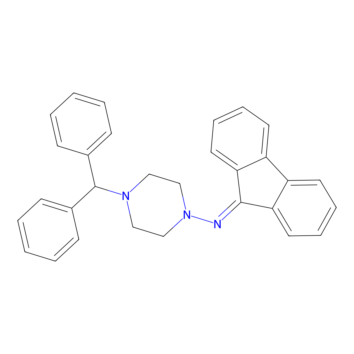 N-(4-benzhydrylpiperazin-1-yl)fluoren-9-imine molecular structure, CAS 1698-46-0