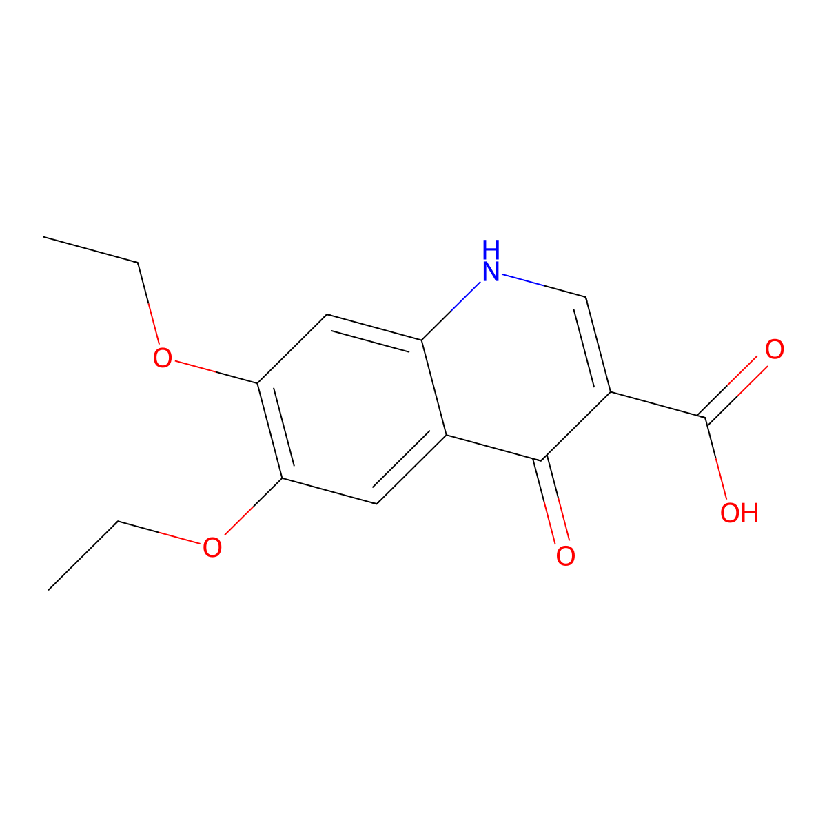 6,7-Diethoxy-4-oxo-1,4-dihydroquinoline-3-carboxylic acid molecular structure, CAS 1698-96-0