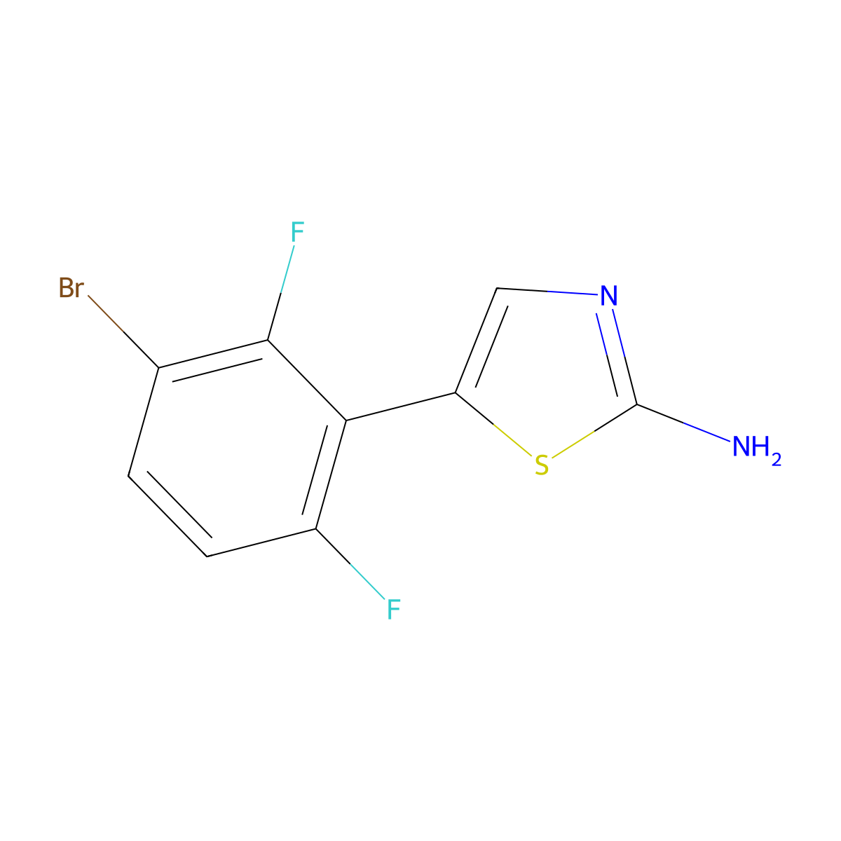 5-(3-Bromo-2,6-difluorophenyl)thiazol-2-amine molecular structure, CAS 1698004-56-6