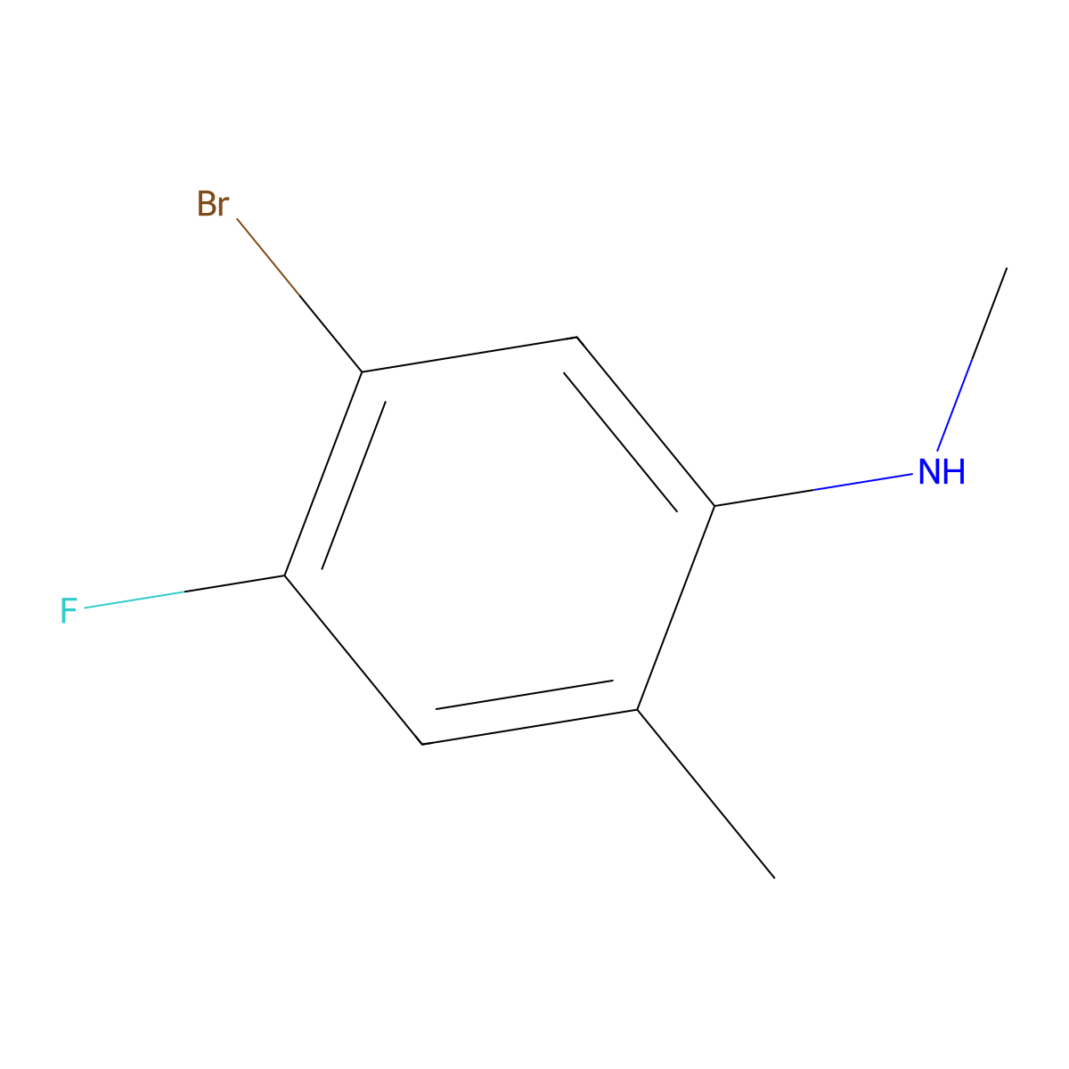 5-bromo-4-fluoro-N,2-dimethylaniline molecular structure, CAS 1698016-33-9