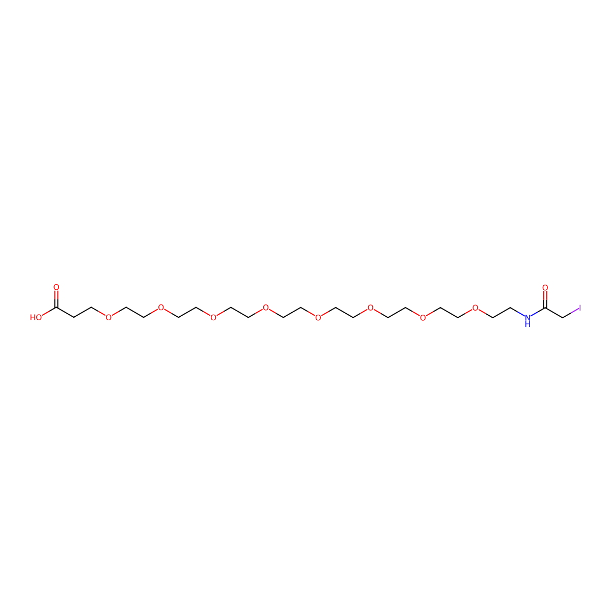 Iodoacetamido-PEG8-acid molecular structure, CAS 1698019-88-3