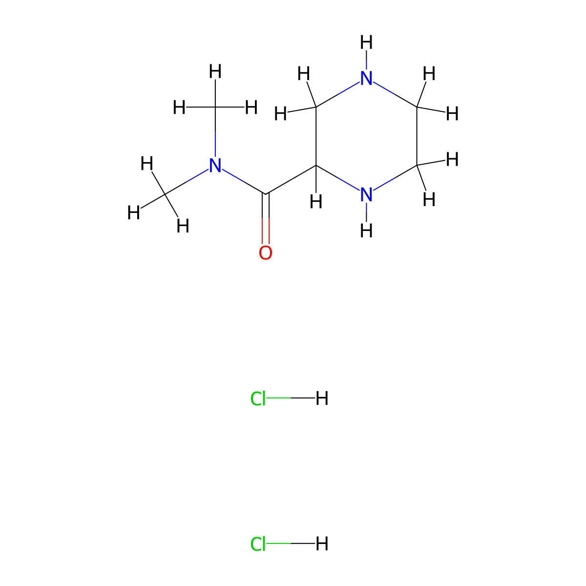 N,N-Dimethylpiperazine-2-carboxamide 2HCl molecular structure, CAS 1698027-03-0
