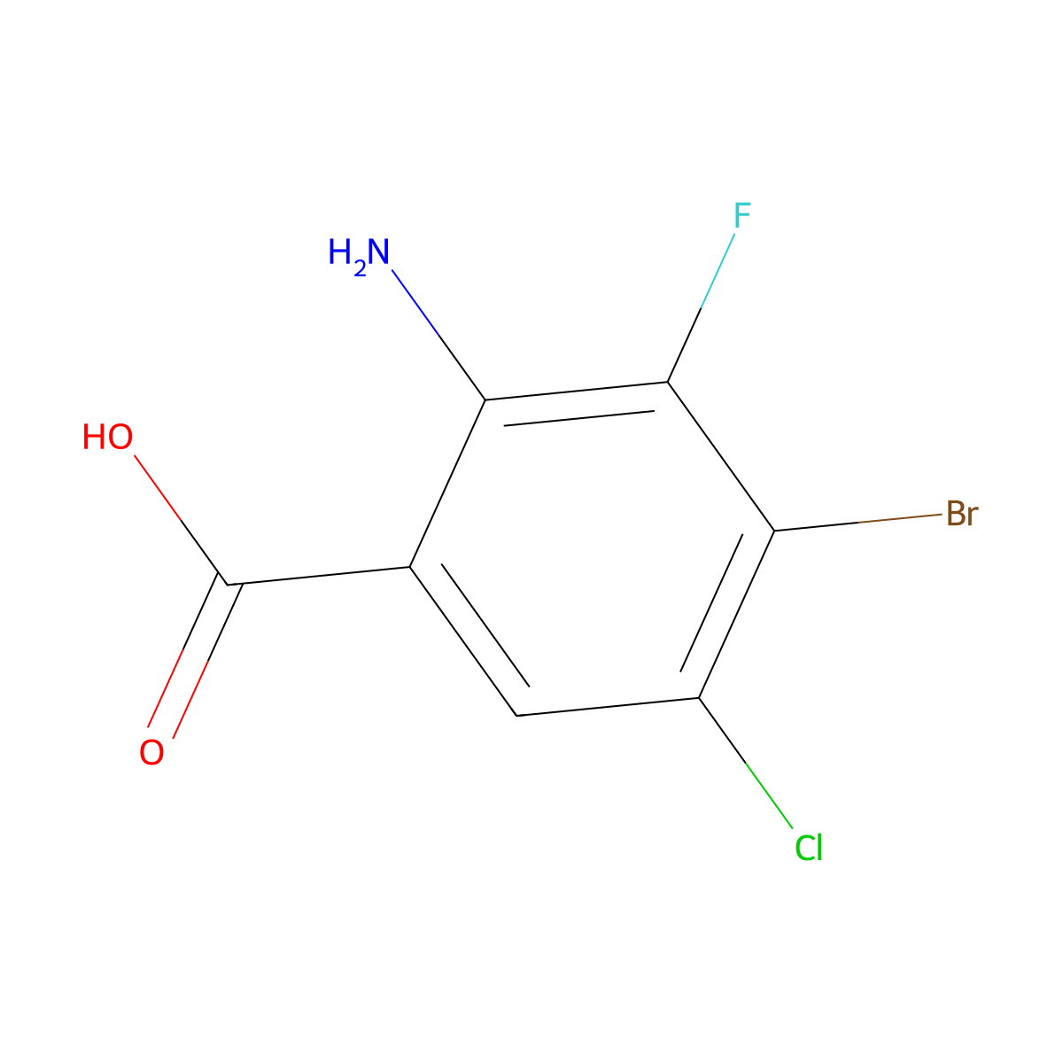 2-Amino-4-bromo-5-chloro-3-fluorobenzoic acid molecular structure, CAS 1698027-17-6