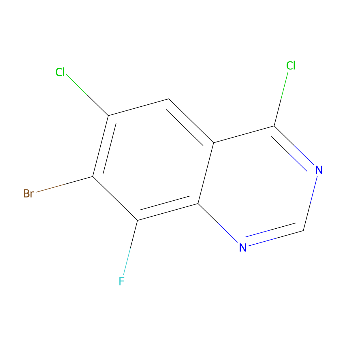 7-Bromo-4,6-dichloro-8-fluoroquinazoline molecular structure, CAS 1698027-19-8