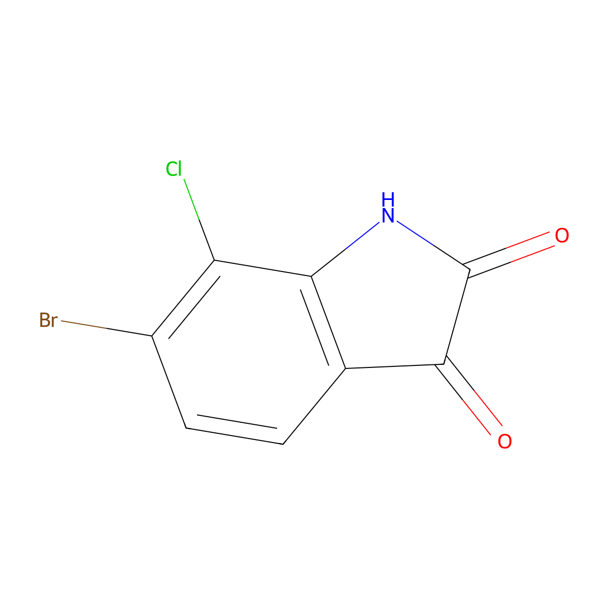 6-Bromo-7-chloroindoline-2,3-dione molecular structure, CAS 1698027-53-0