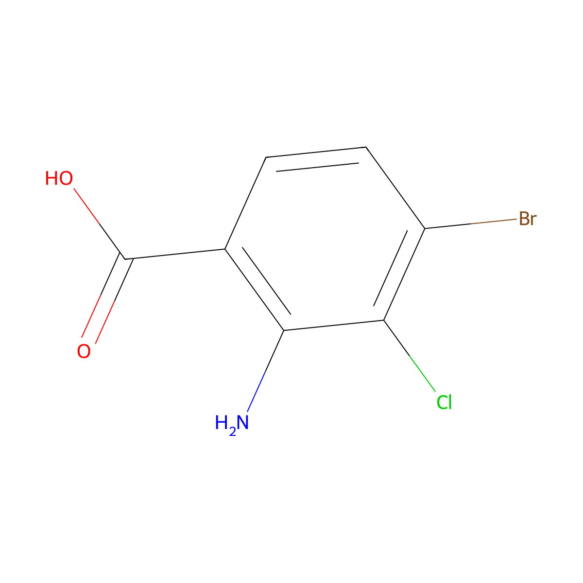 2-Amino-4-bromo-3-chlorobenzoic acid molecular structure, CAS 1698027-54-1