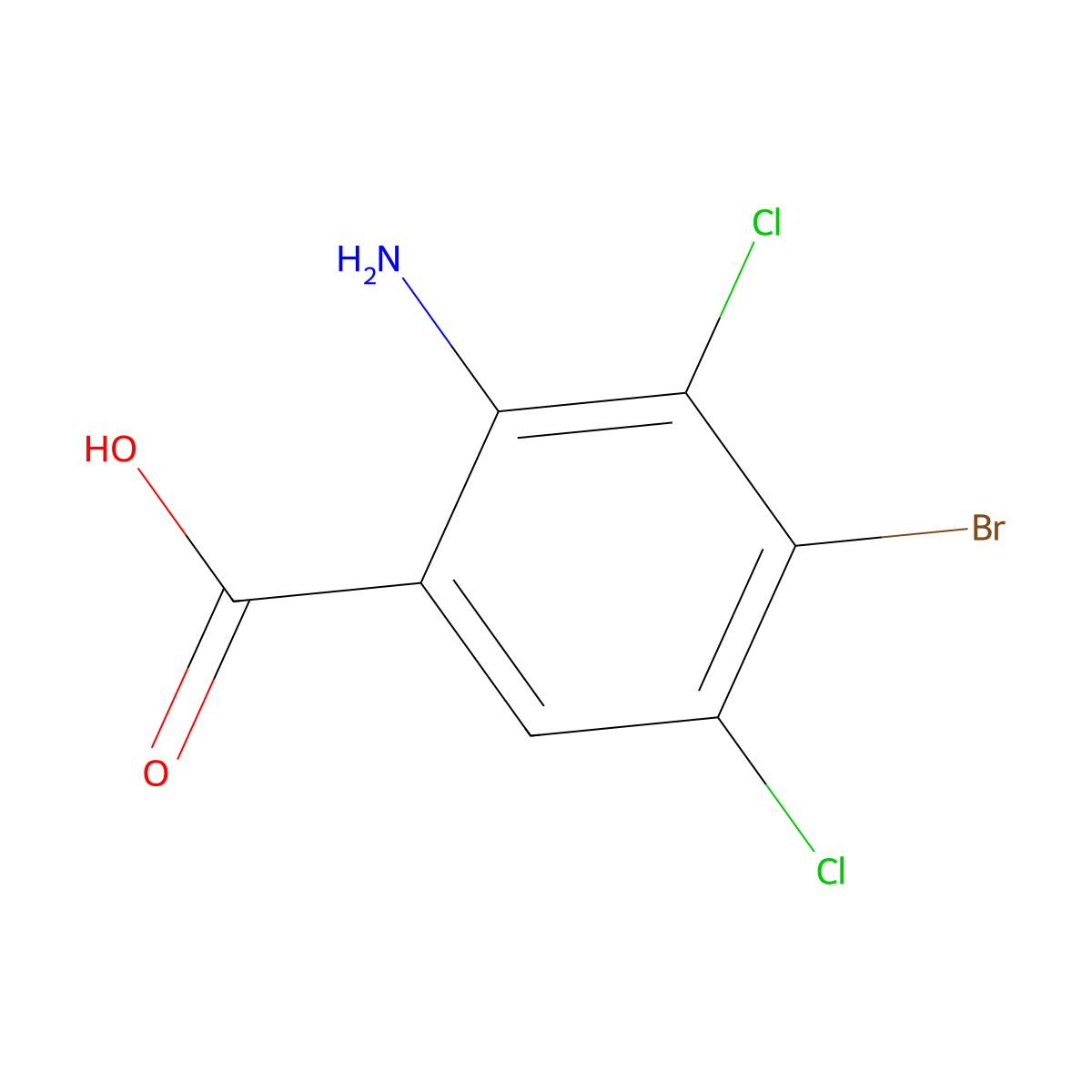 2-Amino-4-bromo-3,5-dichlorobenzoic acid molecular structure, CAS 1698027-55-2