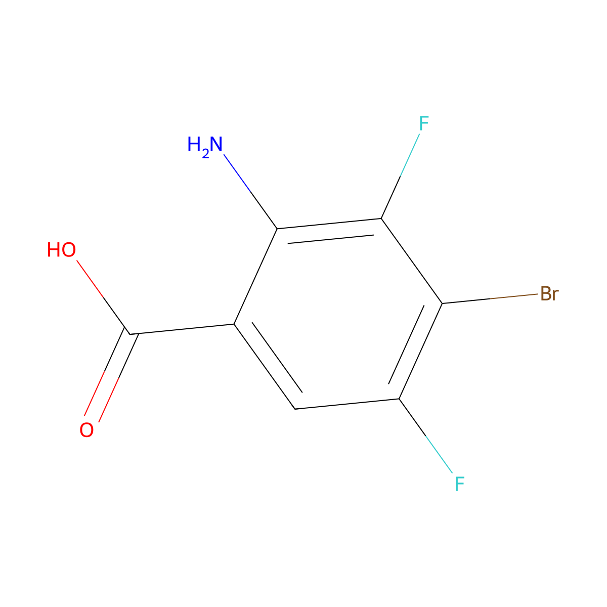 2-Amino-4-bromo-3,5-difluorobenzoic acid molecular structure, CAS 1698027-86-9
