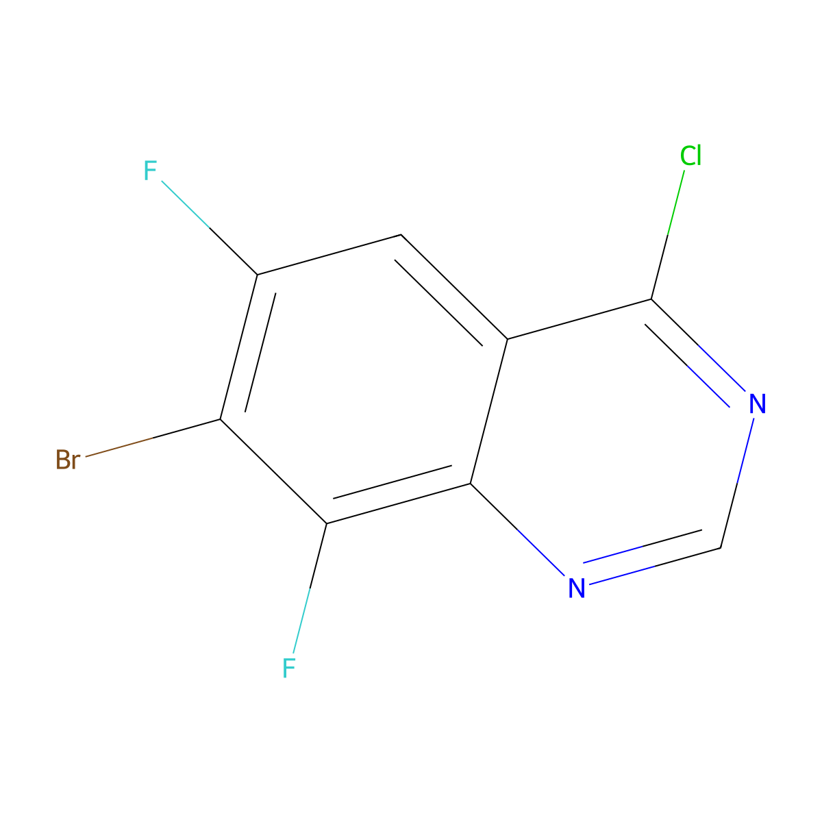 7-Bromo-4-chloro-6,8-difluoroquinazoline molecular structure, CAS 1698027-88-1