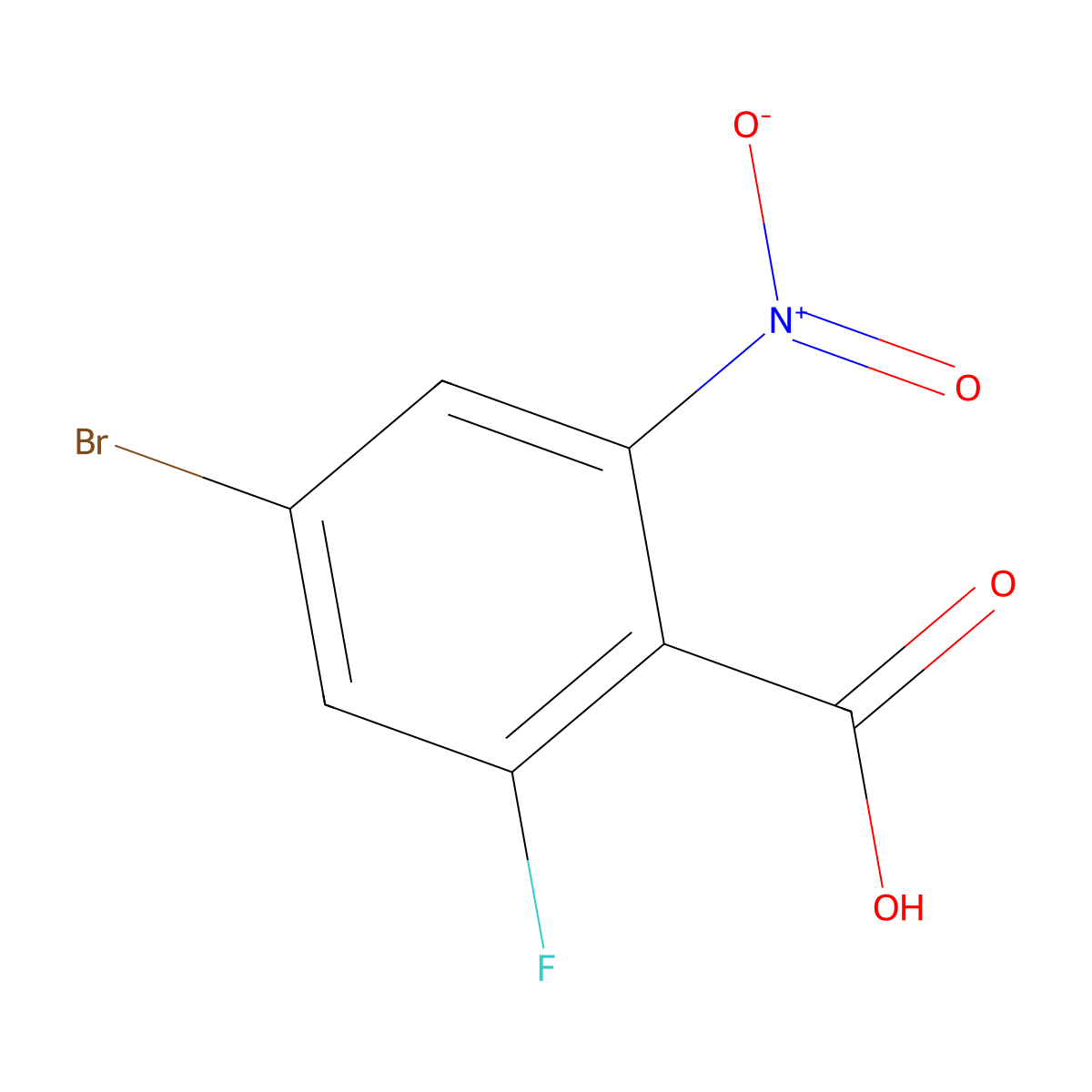 4-Bromo-2-fluoro-6-nitrobenzoic acid molecular structure, CAS 1698027-97-2