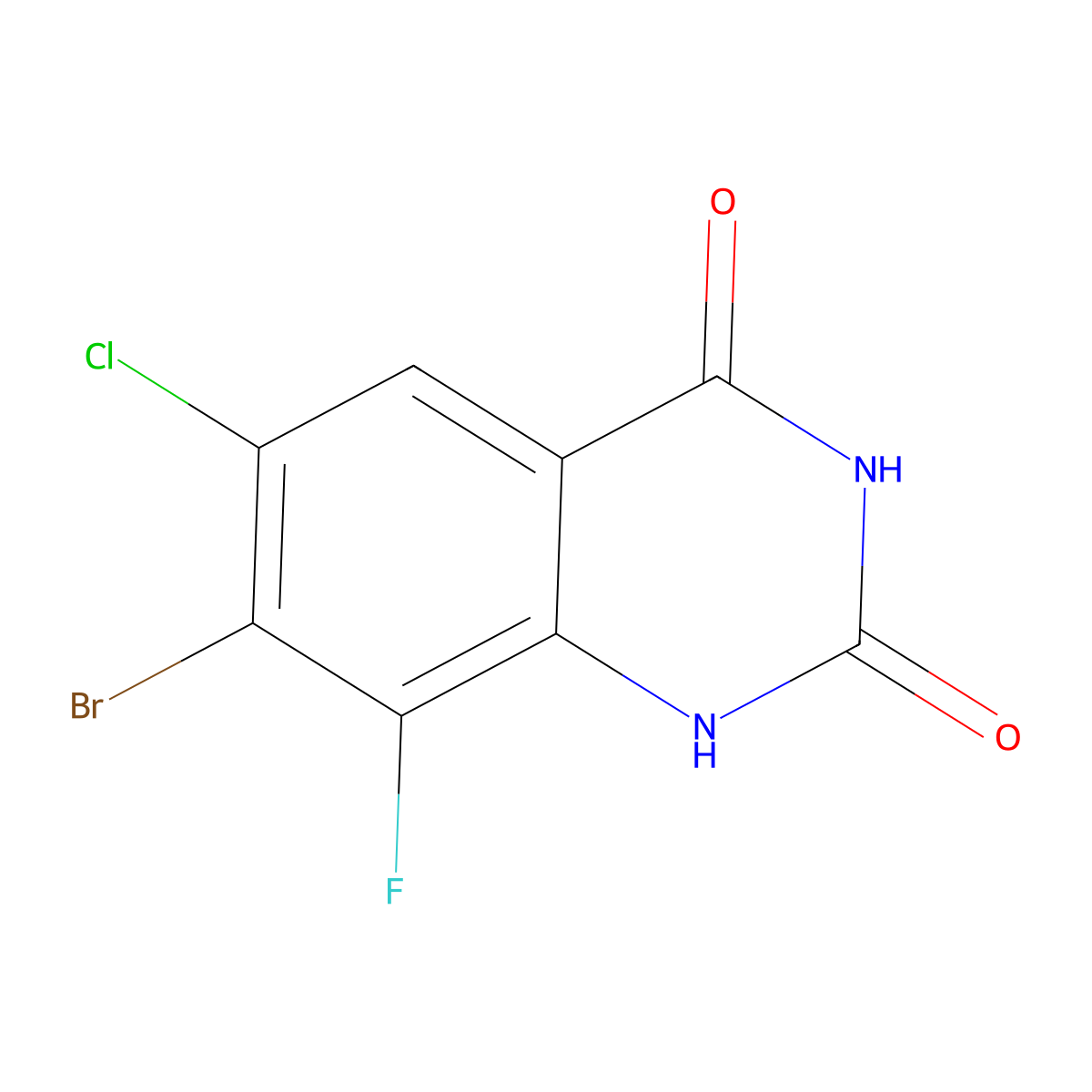 7-Bromo-6-chloro-8-fluoroquinazoline-2,4(1H,3H)-dione molecular structure, CAS 1698028-10-2