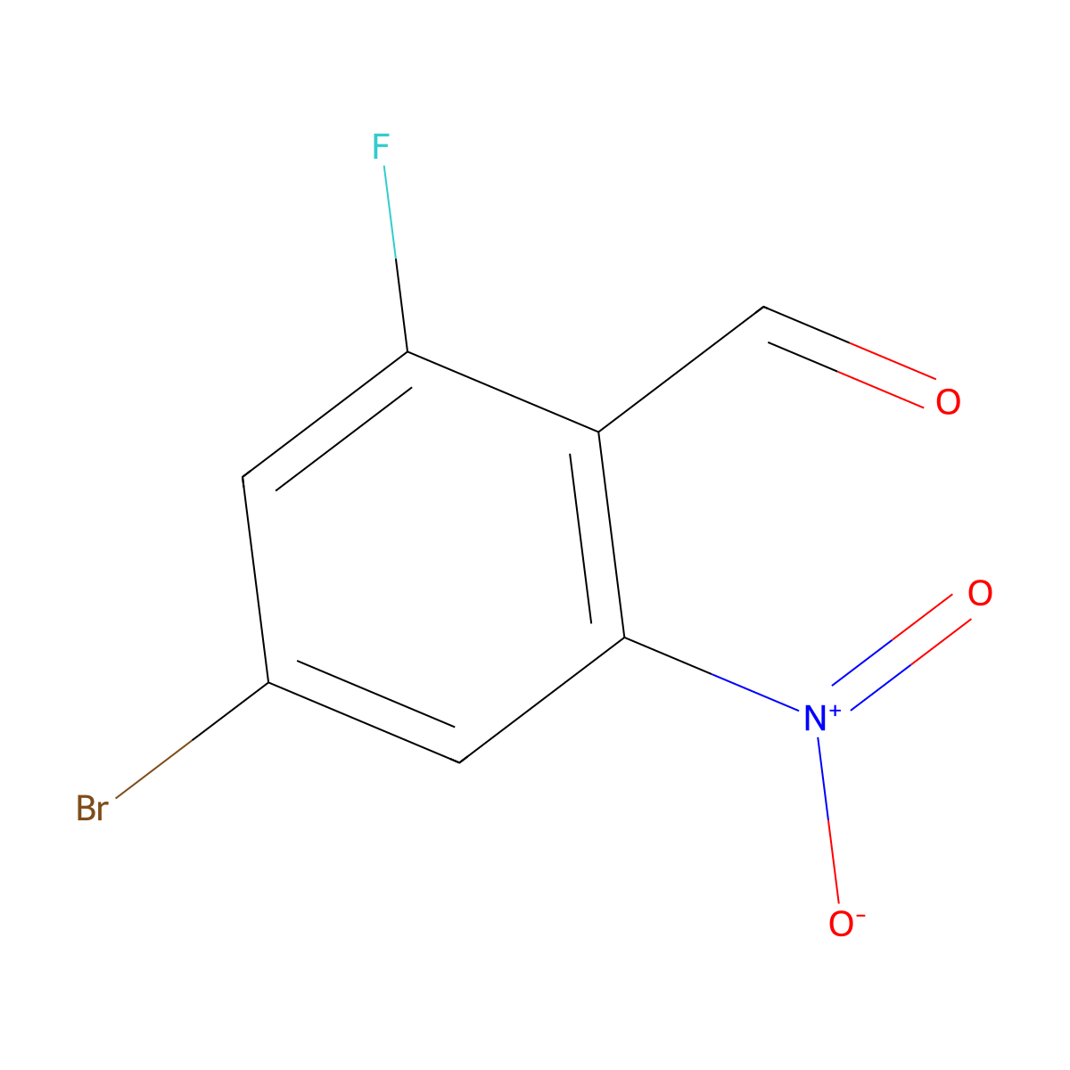 4-Bromo-2-fluoro-6-nitrobenzaldehyde molecular structure, CAS 1698028-22-6
