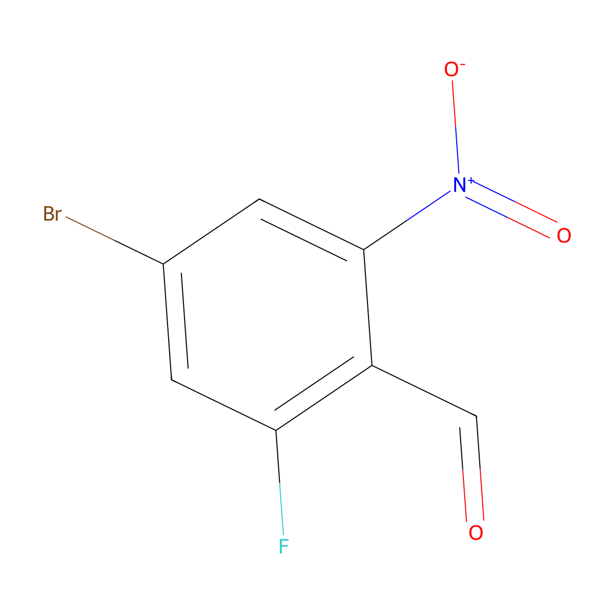 4-Bromo-2-fluoro-6-nitrobenzaldehyde molecular structure, CAS 1698028-22-6
